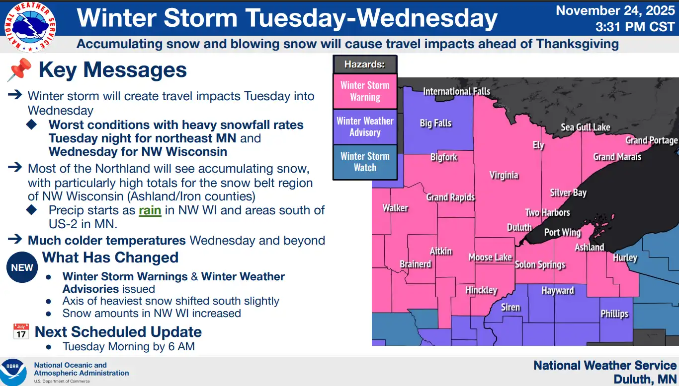 NOAA Winter Storm Warning Issued